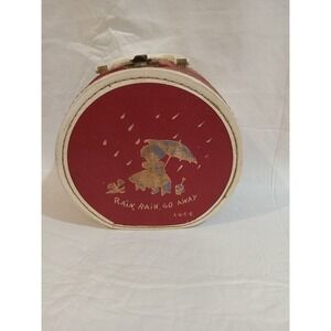 Vintage LU-C-E Red Train Case Purse Rain Rain Go Away Children's Suitcase